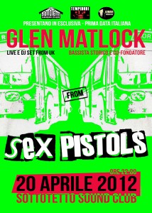 La riscossa del Sottotetto: 7 Euro e navetta gratuita per Glen Matlock dei Sex Pistols con Andrea Rock e Mario Vox, quando si dice “combattere il Caro Vita”