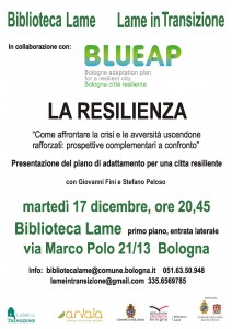 Alla Biblioteca Lame si parla di Resilienza  per il progetto BLUEAP