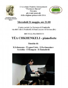 Recital pianistico di Téa Chkenkeli  a la Terrazza